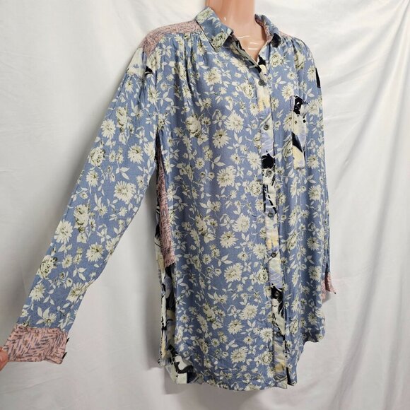 We The Free Oversized Top Tunic Shirt Women Size SX Floral Multicolor - Picture 5 of 12